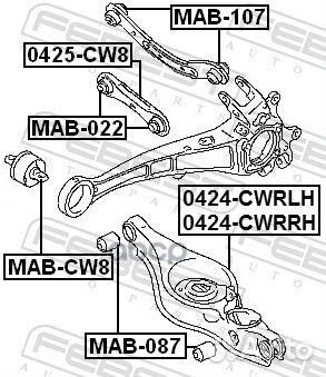 MAB-087 сайлентблок рычага lancer MAB-087 Febest