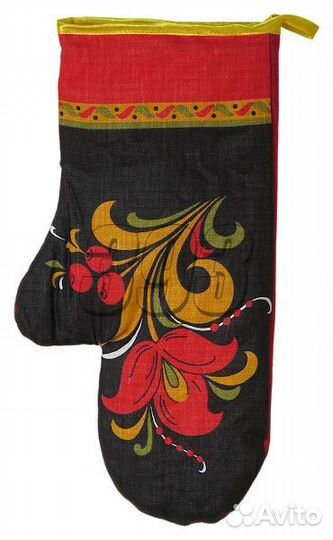Рукавица Хохлома (чёрная) (5063)