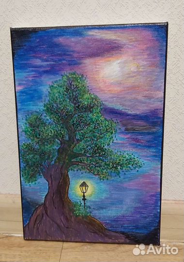 Картина, акрил/акварельные карандаши/линеры