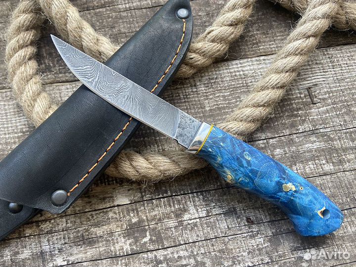 Мини нож Дамасская сталь