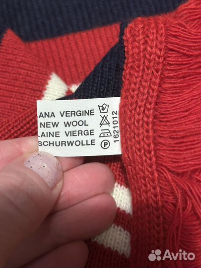 Шарф красно-синий шерсть Италия