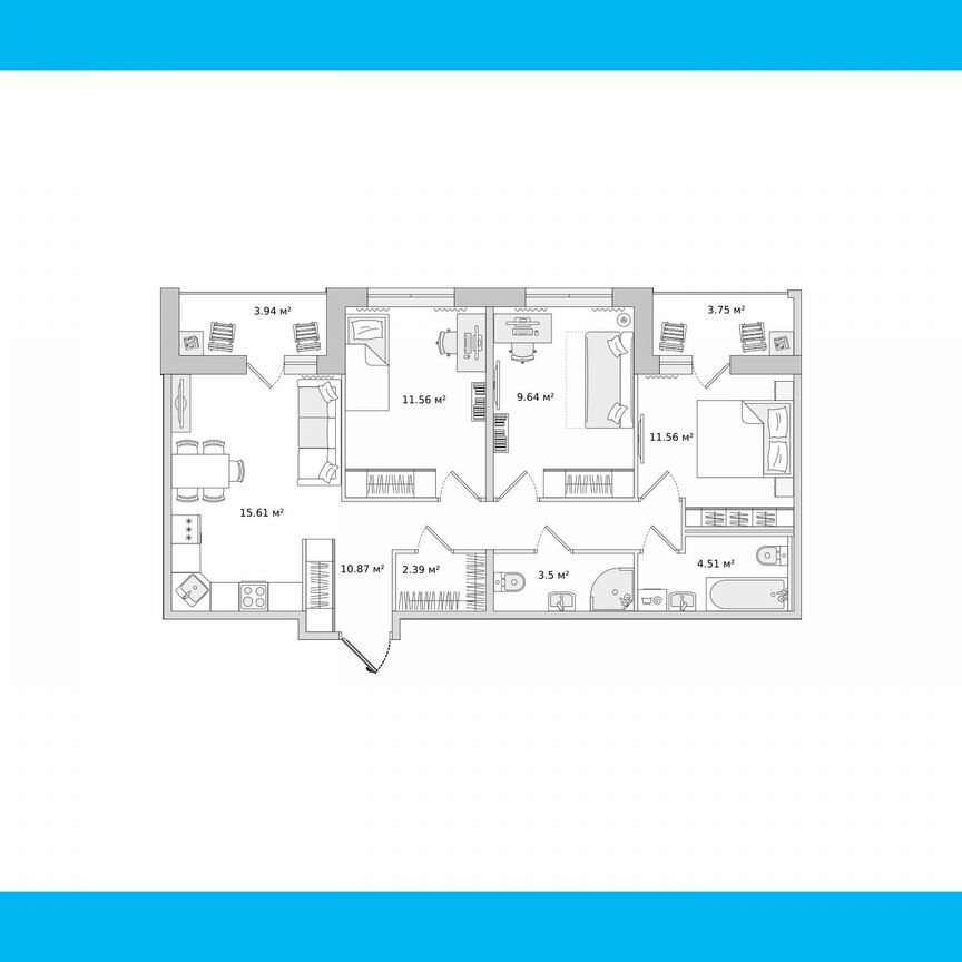 3-к. квартира, 77,3 м², 4/17 эт.