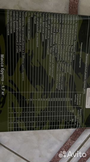 Сухой паек армейский суточный