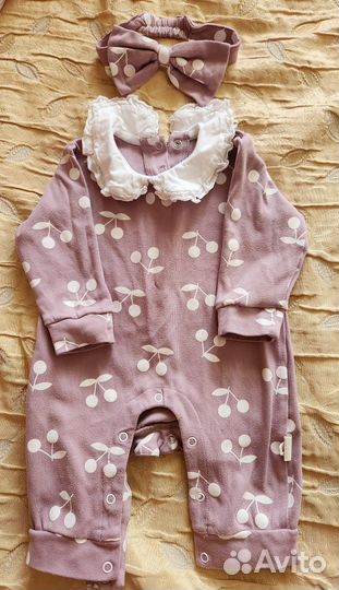 Нарядные тёплые комбинезоны, слипы, велюр 5-6 м