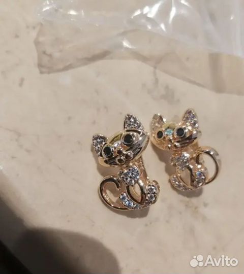 Серьги золото с цирконами