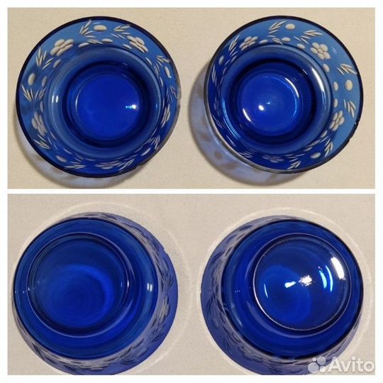 Салатник. Кобальтовый хрусталь. Винтаж