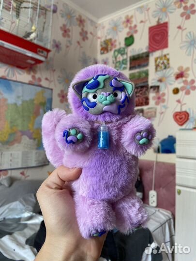 Котик–черничка (игрушка в смешанной технике)