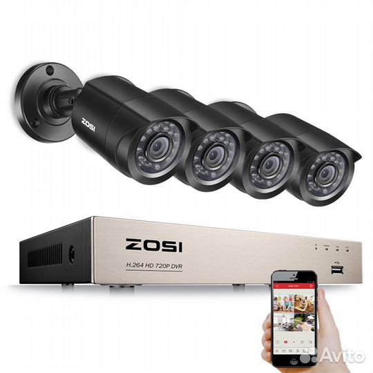 Комплект видеонаблюдения Zosi на 4 камеры (Новые)