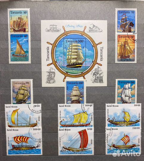 Почтовые марки корабли, парусники, флот