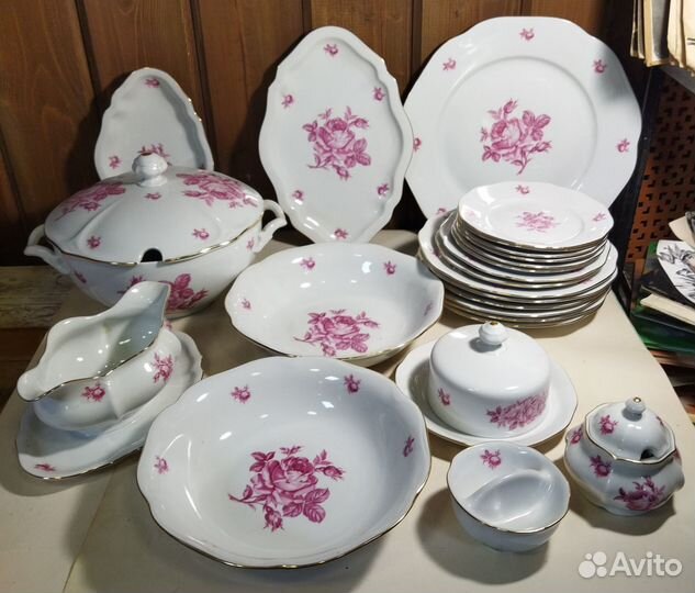 Сервиз столовый «Роза» Богемия Чехословакия СССР