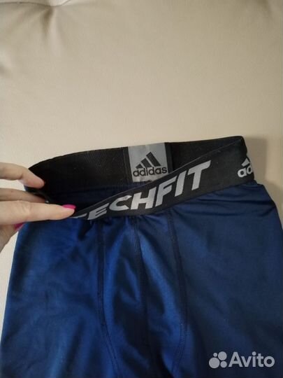 Тайтсы Adidas Techfit 3/4 3-stripes, синий