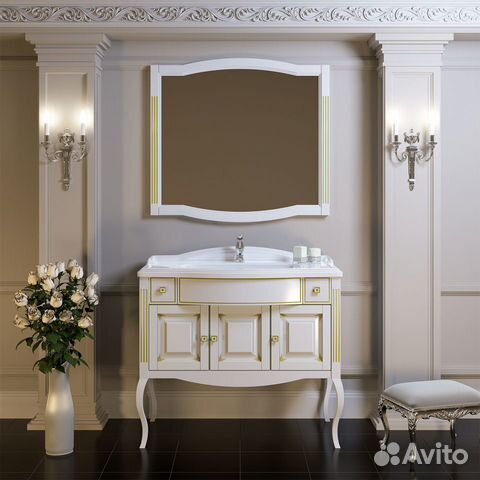 Мебель для ванной Opadiris Лаура 100 белая с патин