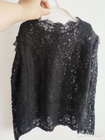 Блузка кружевная черная Zara XS-S топ кружевной