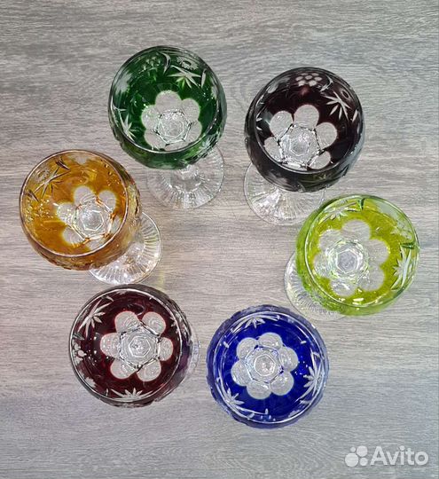 Хрустальные цветные фужеры Германия