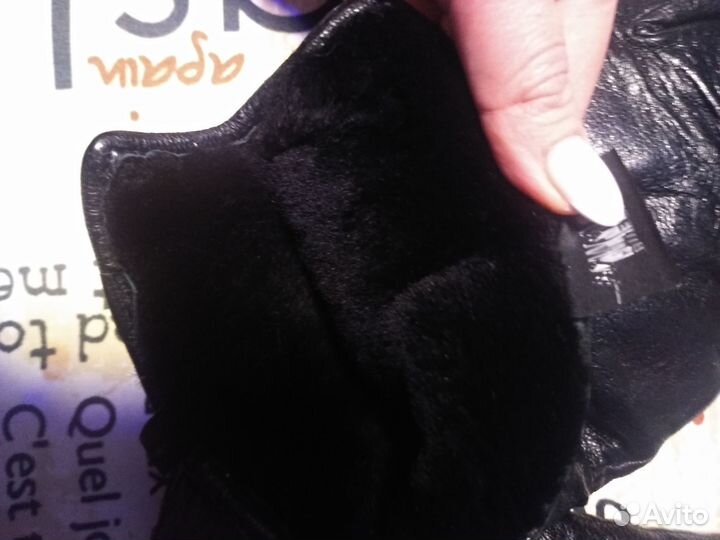 Мужские кожаные перчатки зимние