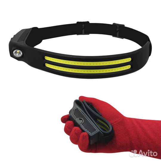 Гибкий налобный фонарь-лента с боковым фонариком