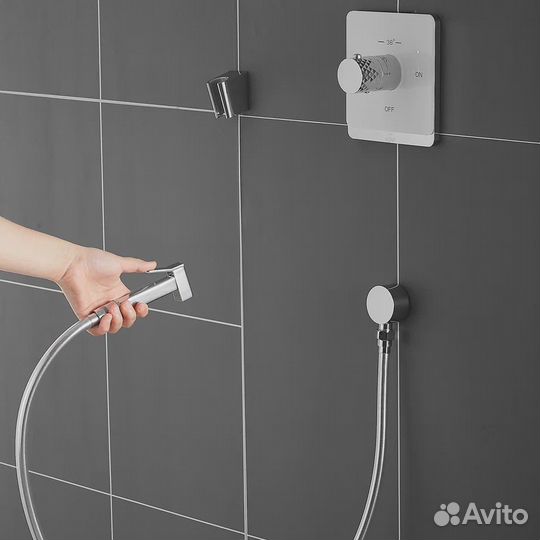 Гигиенический душ с термостатом Rose R105C, белый/хром