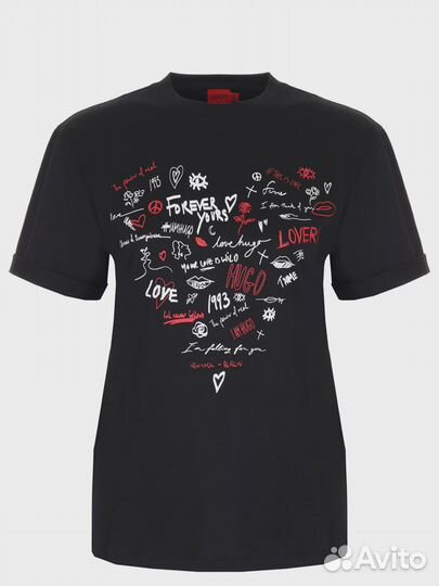 Футболка хлопковая с принтом hugo