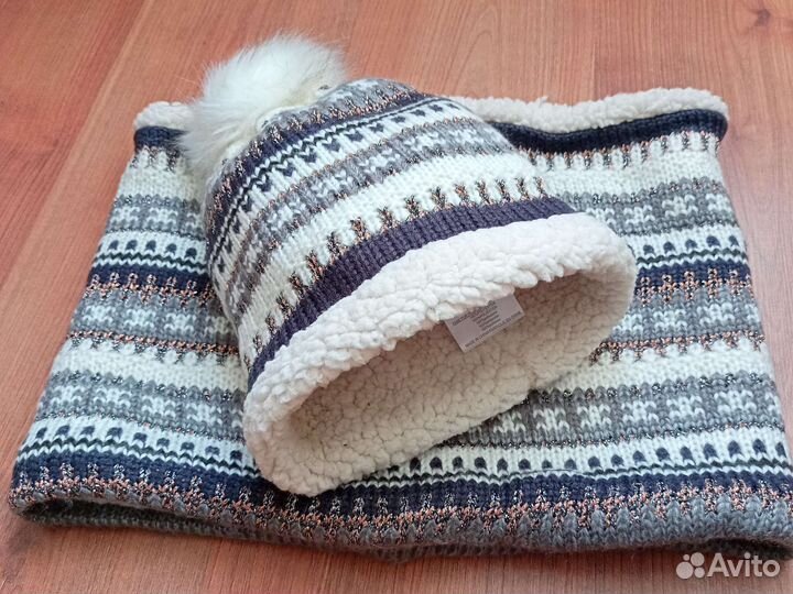 Комплект шапка и снуд зимний для девочки р.50-52
