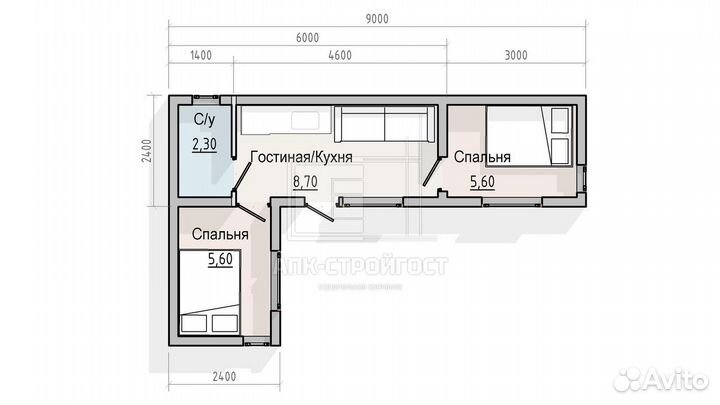 Модульный дом 48.6 кв.м