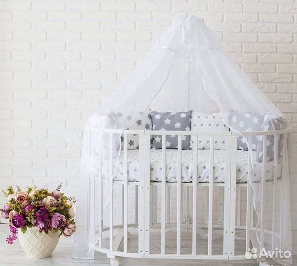 Кроватка трансформер с маятником и матрасами