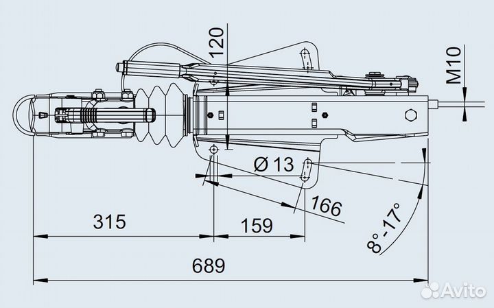 Тормоз наката прицепа алко V-образный 1500-2700кг