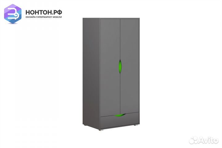 Шкаф 2-х створчатый Неаполь графит / олива