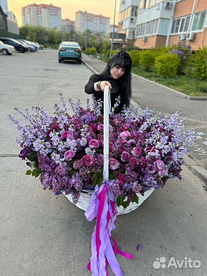 Корзина микс цветов. Доставка беспл 23/7