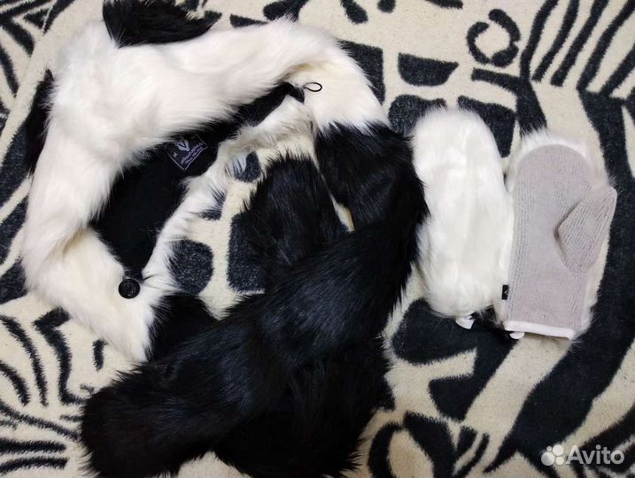 Новая волкошапка и варежки Панда