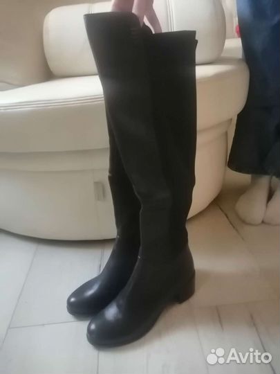 Новые демисезонные сапоги, кожа