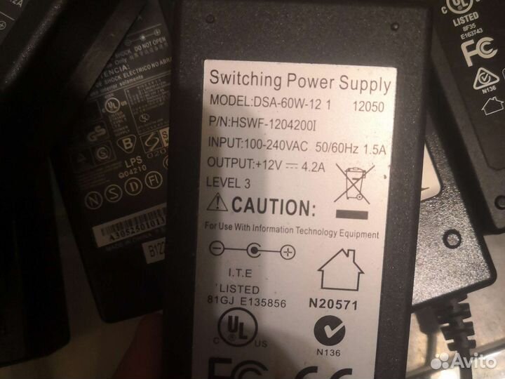 Блок питания 12v 1А, 1.5А, 3А, 4А