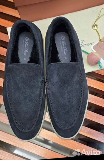 Лоферы мужские Loro Piana Summer Walk замша, мех