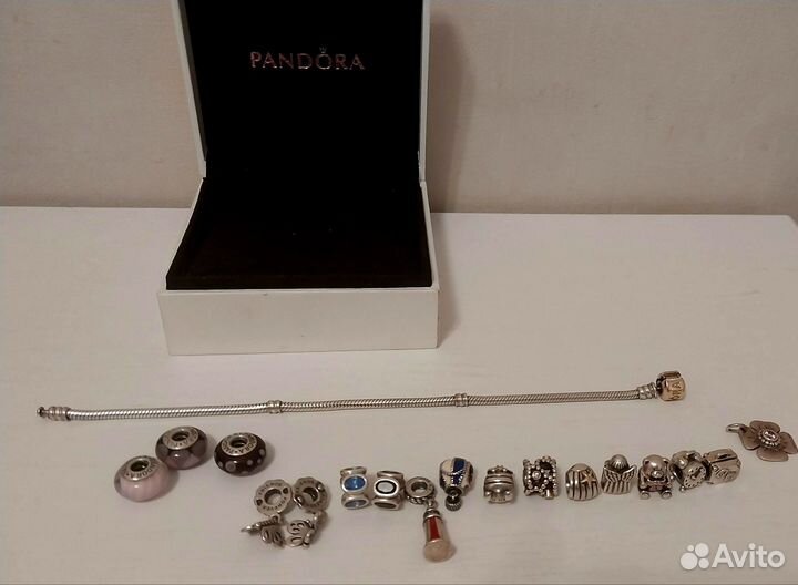 Браслет серебряный Pandora с шармами оригинал
