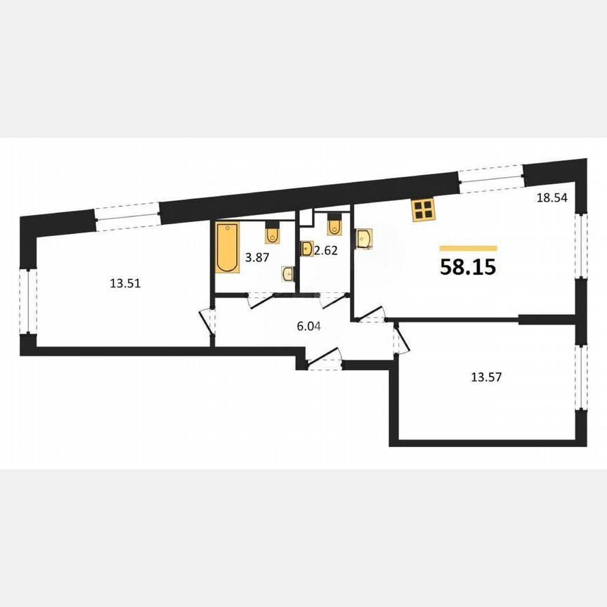 2-к. квартира, 58,2 м², 9/32 эт.