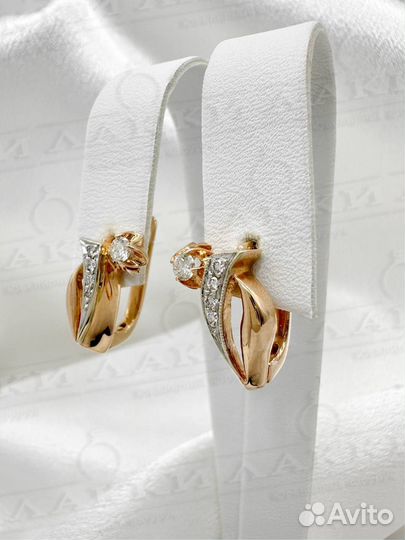 Золотые серьги с бриллиантами 585 / 5.14 гр