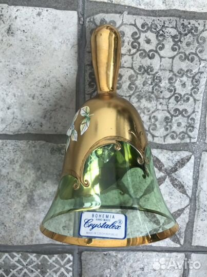 Колокольчик чешское стекло сигнальный Богемия
