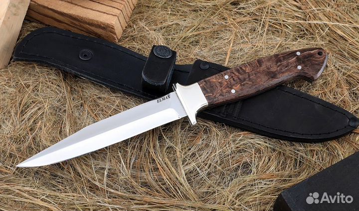 Нож Молния Elmax цельнометаллический рукоять мельх