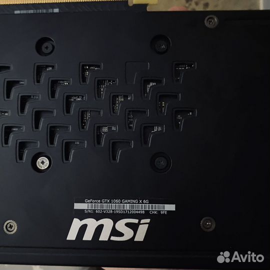 Видеокарта MSI GTX 1060 gaming X 6gb