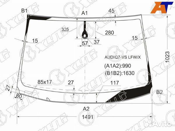 Стекло лобовое audi Q7