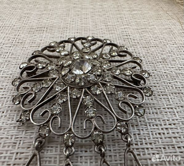 Брошь снежинка с подвесками серебро 875 звезда