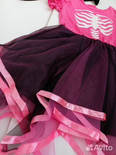 Розовое платье скелет на Хэллоуин