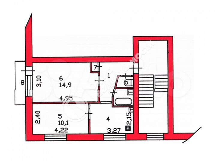 2-к. квартира, 41,4 м², 5/5 эт.