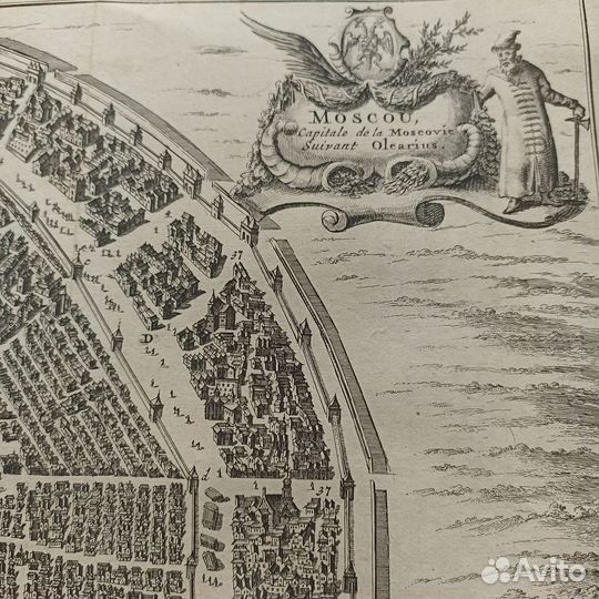 Антикварная карта Москвы Адам Олеарий 1727