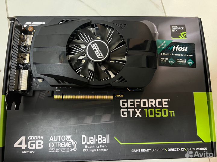 Видеокарта gtx 1050 ti 4gb asus
