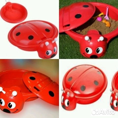 Песочница-бассейн с крышкой Божья коровка новая