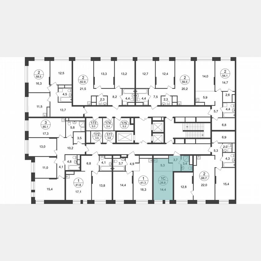 Квартира-студия, 26,8 м², 19/22 эт.