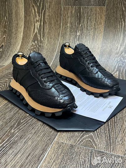 Кроссовки мужские Mirko Osvaldo кожа чёрные