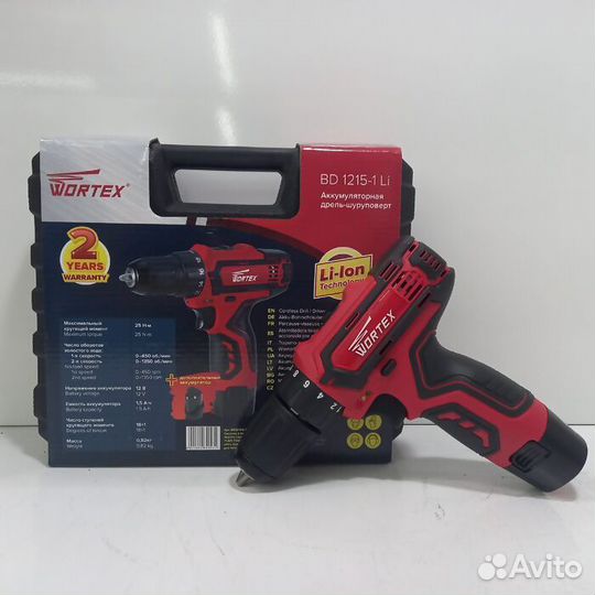 Дрель-шуруповерт Wortex BD 1215-1 (Ч) красный