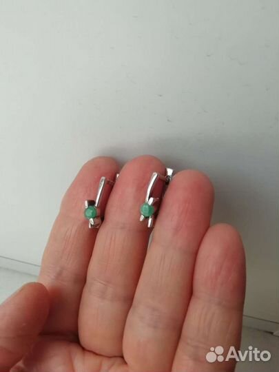 Серьги с изумрудами, ссср, серебро 925