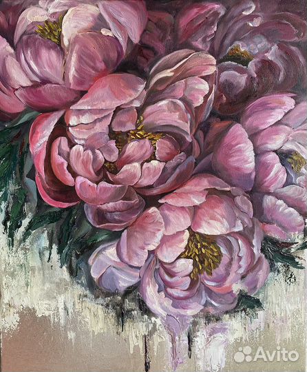Картина маслом пионы